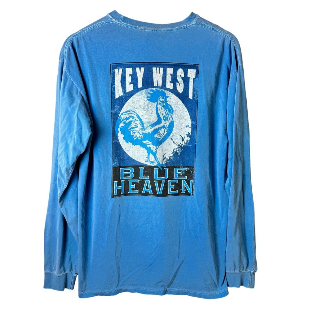 Comfort Colors Key West Long Sleeve Shirt Blue Heaven Rooster Blue Distressed